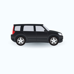 Car model silhouette Transport, Realistic vector black car hatchback in side view, SUV 4x4 Luxury C Segment, small car, sport sedan car, hatchback, illustration in seamless
