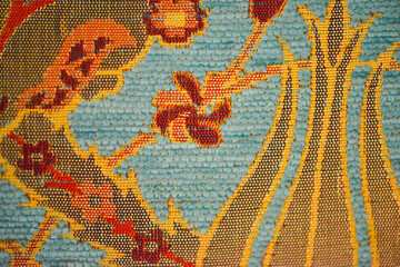 Textural Elegance: Turquoise Ottoman Sofa Detail