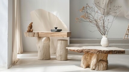 Exhibition and product presentation podium: natural materials create elegant setting