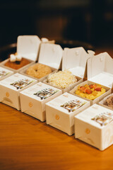 a treat of sweet delicious doughnut in sunny day at the cake shop