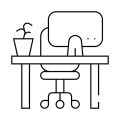 empty workplace line icon vector. empty workplace sign. isolated contour symbol black illustration