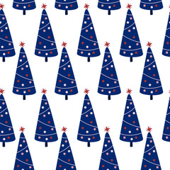 Xmas trees, holiday seamless pattern. New year background for paper, greeting card