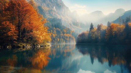 Naklejka premium Lake with trees along its banks