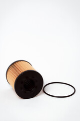 Fuel filter. Gasoline cleaning system. Fuel cell on a white background. Auto parts for cars.