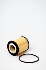 Fuel filter. Gasoline cleaning system. Fuel cell on a white background. Auto parts for cars.