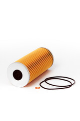 Fuel filter. Gasoline cleaning system. Fuel cell on a white background. Auto parts for cars.