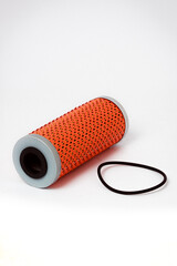 Fuel filter. Gasoline cleaning system. Fuel cell on a white background. Auto parts for cars.