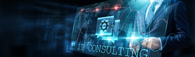 IT Consultant meticulously analyzes complex datasets, visualizing patterns with intricate graphs and understanding data volume with exponential growth charts, to architect innovative solutions.