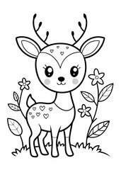  Mother's Day coloring page, A deer vector illustration