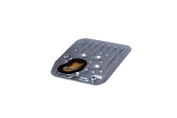 Oil filter for automatic transmissions. Regular vehicle maintenance. Auto parts catalog. Isolated on a white background.
