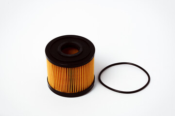 Fuel filter. Gasoline cleaning system. Fuel cell on a white background. Auto parts for cars.