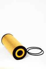 Fuel filter. Gasoline cleaning system. Fuel cell on a white background. Auto parts for cars.