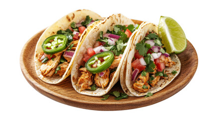Chicken Tacos on Wooden Plate
