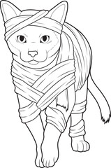 Siamese Halloween Mummy Animal Vector Graphic Art Illustration