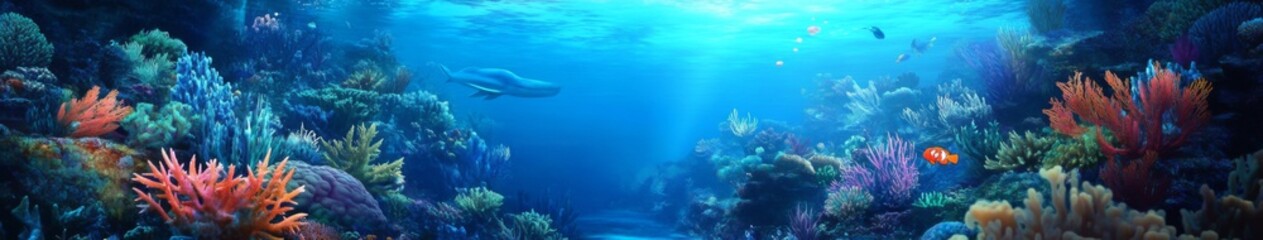 Obraz premium Coral Carnival: An Anime-Style Aquatic Celebration with Coral Creatures in an Underwater Fiesta of Color and Life,Abstract concepts, game concept art, storybook illustrations, comic strips