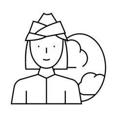 stewardess woman job line icon vector. stewardess woman job sign. isolated contour symbol black illustration