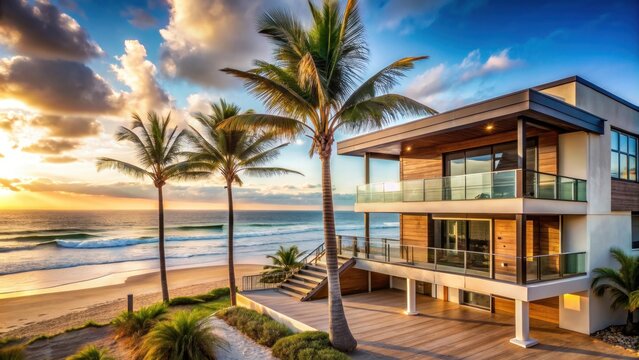 Beachfront house on Strandweg with ocean view and palm trees , beach, house, Strandweg, ocean view, palm trees