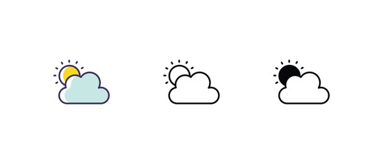 Weather Icons set thin line and glyph vector icon illustration