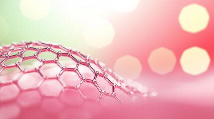 Nanotechnology concept with hexagonal structure on pink background