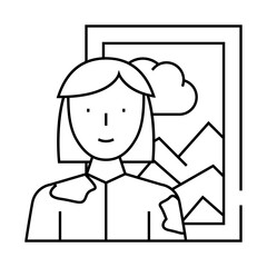 Obraz premium artist woman job line icon vector. artist woman job sign. isolated contour symbol black illustration