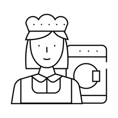 housekeeper woman job line icon vector. housekeeper woman job sign. isolated contour symbol black illustration