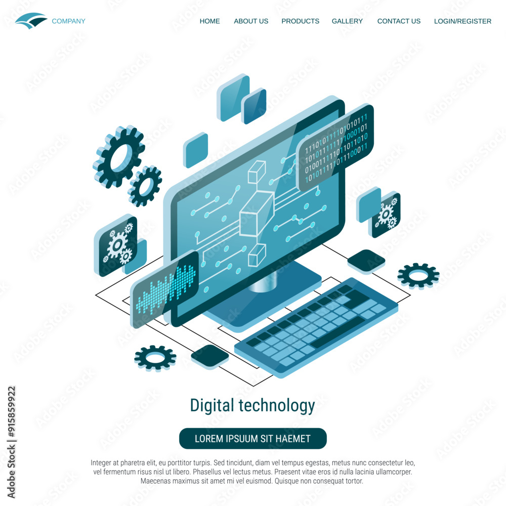 Canvas Prints digital technology 3d isometric vector concept illustration