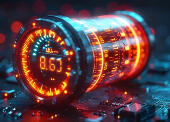 A clock displaying radiant red lights, providing a captivating glow.