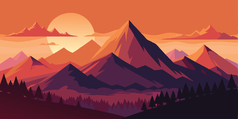 sunset in mountains