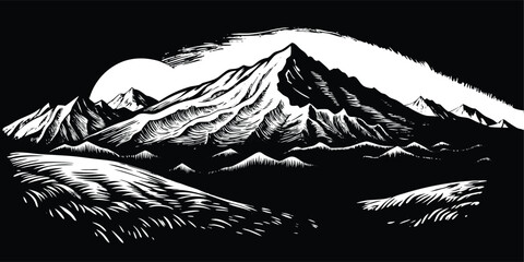 Mountains black and white