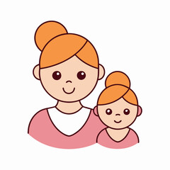 Mom and baby art vector illustration