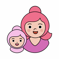 Mom and baby art vector illustration