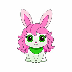 White rabbit art vector illustration