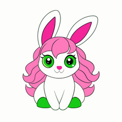 White rabbit art vector illustration