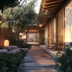 Fototapeta premium Realistic exterior render with corona, natural composition, rule of thirds, ultra detail 35mm lens