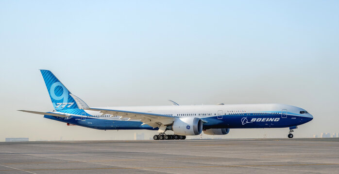New York, United States - August 3, 2024: Boeing 777X aircraft	