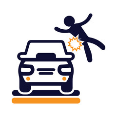 car, accident, man, car knock down a pedestrian icon