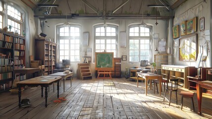 Empty school class during school holidays back to school university education