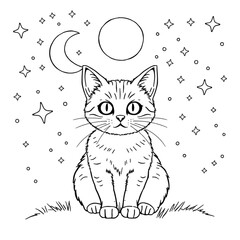 Obraz premium a coloring page against a cat with natural background on an Isolated transparent background PNG. generated with AI