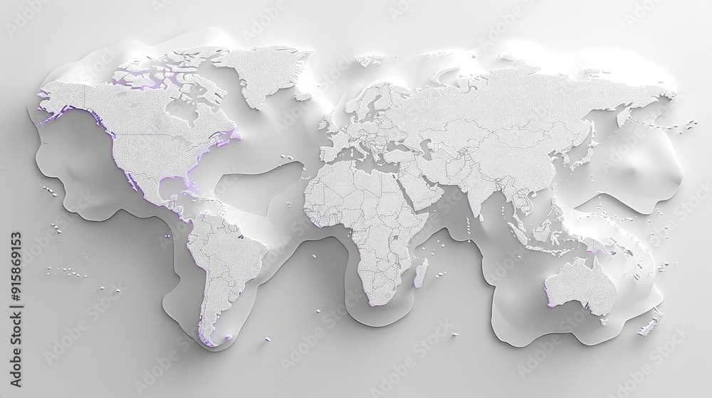 Wall mural a graphic image of a world map outlines in style of minimal white. generative ai.