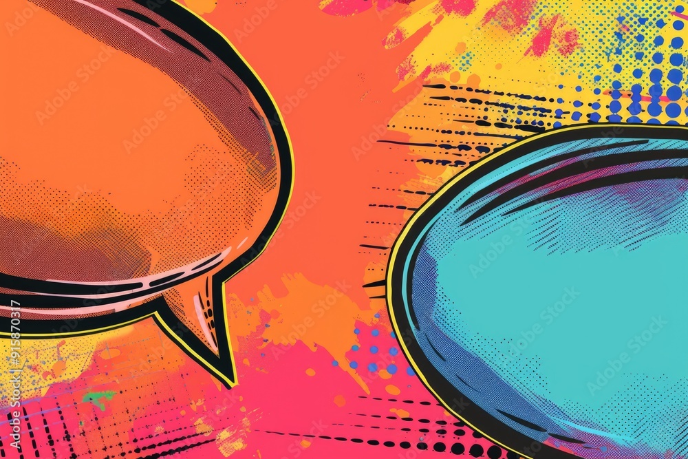 Poster A collection of colorful speech bubbles on a vibrant background