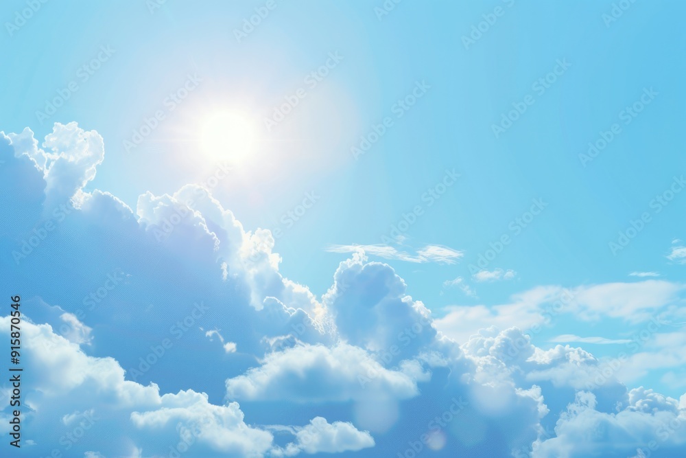 Poster a sunny day with warm light shining through clouds