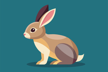 Obraz premium A colorful, flat vector representation of a rabbit, showcasing its unique features and playful design on a solid background