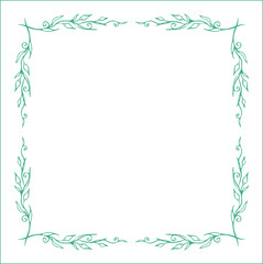 Green floral frame with leaves , decorative corners for greeting cards, banners, business cards, invitations, menus. Isolated vector illustration.	
