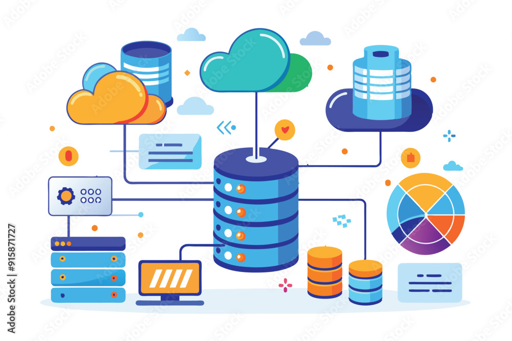 Poster diagram illustrating the analysis of cloud database storage, featuring various data structures and c