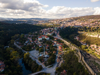 Aerial view of city of Veliko Tarnovo, Bulgaria