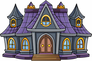 Naklejka premium Cartoon Haunted color old house isolated art vector illustration