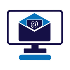 computer, send, receive, mail, envelope, computer send receive email icon