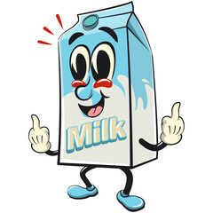 character of a cute milk box cartoon vector isolated clip art mascot illustration raising two middle finger, work of hand drawn
