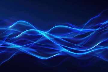 Naklejka premium A bright blue wave of light on a black background