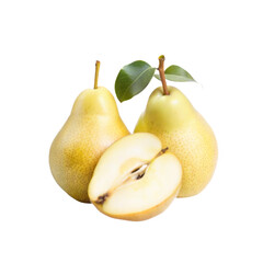 Ripe yellow pear in a section on a transparent background